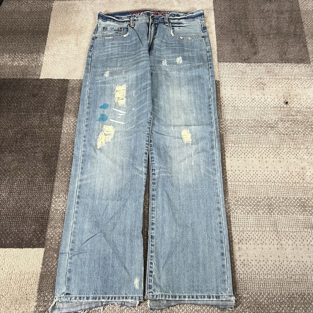 Vintage Y2K Pepe Jeans London Mens 36X32 Baggy Wide Leg‎ Pants Skate Distressed